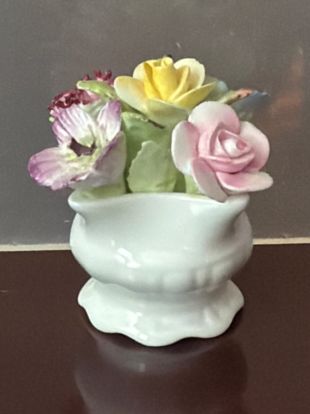 Vintage Coalport Bone China Miniature Floral Bouquet Figurine England 2" H